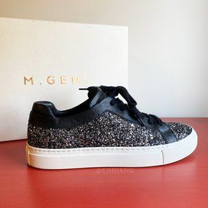 M. Gemi Palestra Minimo Glitter Silver Black Sparkly Italian Leather Sneaker